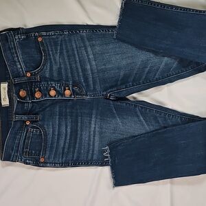 Madewell 10" High-rise Skinny Crop- Raw Hem- Medium Wash- Button Up- Size 24
